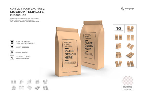 Download Coffee &amp; Food Bag 3D Mockup Bundle Vol 2 - 3d mockup Collection
