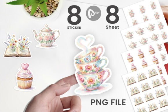 Download Cozy Tea Time Digital Watercolor Sticker - Digital watercolor Collection