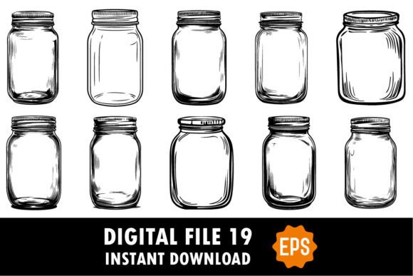 Download Empty Jar Silhouette Cut File Bundle - Silhouette cut Collection