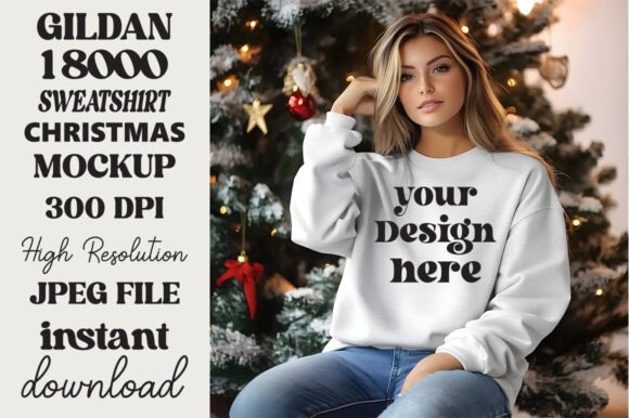 Download Gildan 18000 Christmas Mockup Ash 12 - Christmas mockup Collection