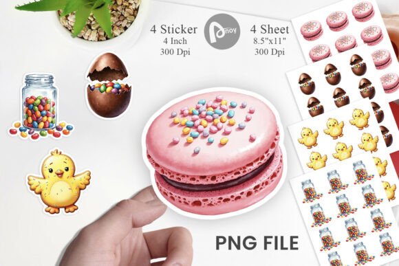 Download Watercolor Easter Dessert Stickers - Dessert stickers Collection