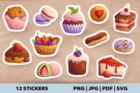 Download Sweet Dessert 12 Stickers - Premium Resources